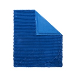 Jumbo Cord Throw with Plain Velvet Backing, Cobalt Blue - thumbnail 3