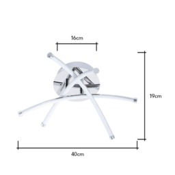 Aalto Cross Arms LED Flush Ceiling Light, Chrome - thumbnail 7