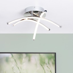 Aalto Cross Arms LED Flush Ceiling Light, Chrome - thumbnail 3