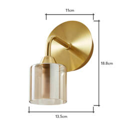 Noah Bathroom Wall Light, Satin Brass - thumbnail 7