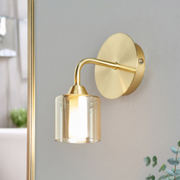 Noah Bathroom Wall Light, Satin Brass - thumbnail 3