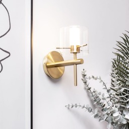 Jean Single Bathroom Wall Light, Satin Brass - thumbnail 3