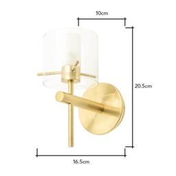 Jean Single Bathroom Wall Light, Satin Brass - thumbnail 7