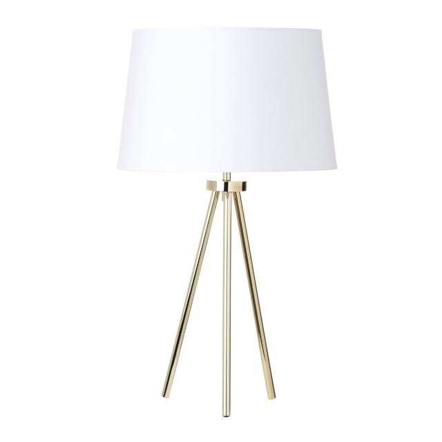 Tristan Tripod Table Lamp, Brass and White - image 1