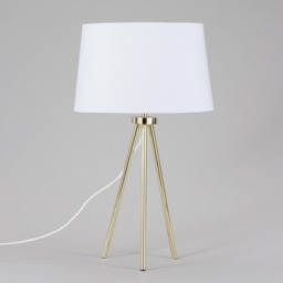 Tristan Tripod Table Lamp, Brass and White - thumbnail 5