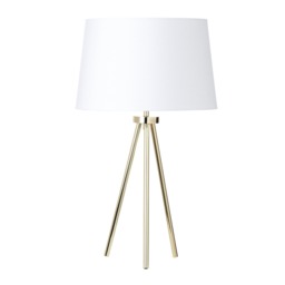 Tristan Tripod Table Lamp, Brass and White - thumbnail 1