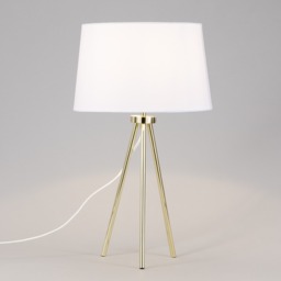 Tristan Tripod Table Lamp, Brass and White - thumbnail 4