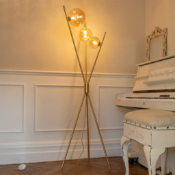 Lincoln Tripod Floor Lamp, Satin Brass - thumbnail 4