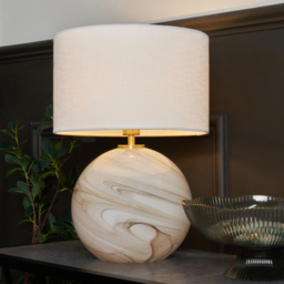 Lewis Glass Ball Table Lamp, Marble - thumbnail 3