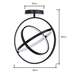 Ingel Rings Orbital LED Flush Ceiling Light, Satin Black - thumbnail 7