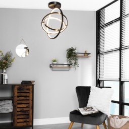 Ingel Rings Orbital LED Flush Ceiling Light, Satin Black - thumbnail 3