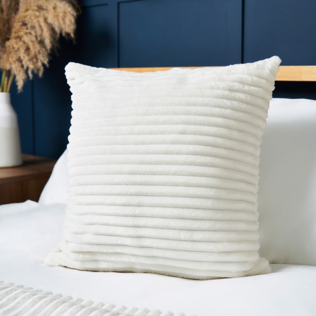 Luxury Ribbon Velvet Cushion, Cream - image 1