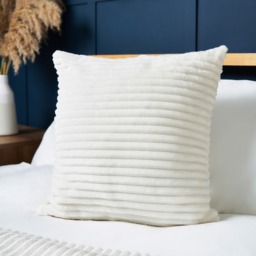 Luxury Ribbon Velvet Cushion, Cream - thumbnail 1