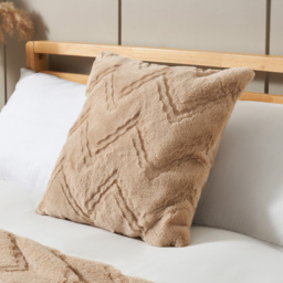 Chevron Faux Fur Cushion, Natural