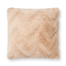 Chevron Faux Fur Cushion, Natural - thumbnail 3