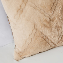 Chevron Faux Fur Cushion, Natural - thumbnail 4