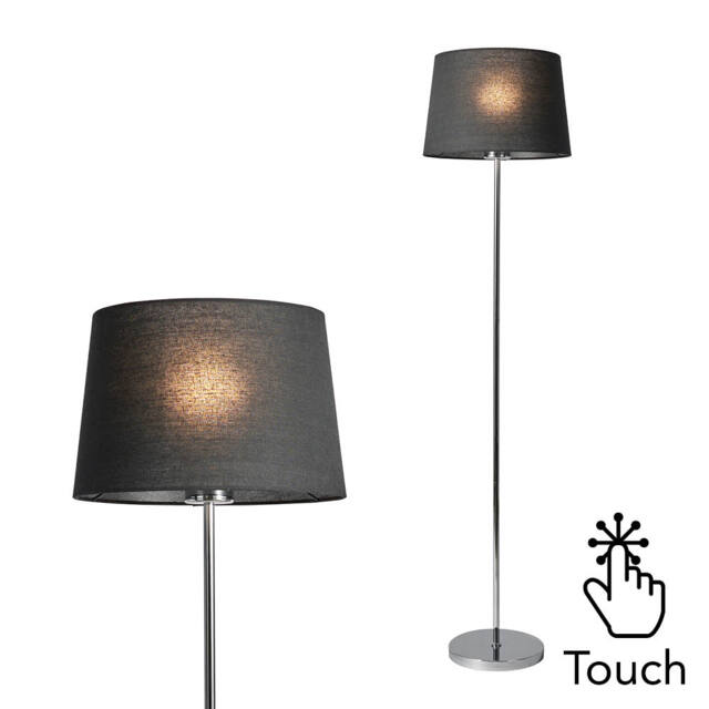 Mira Floor Lamp with Black Shade, Chrome - image 1