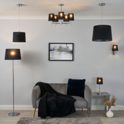Mira Floor Lamp with Black Shade, Chrome - thumbnail 8