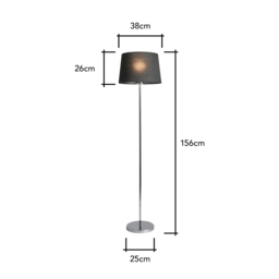 Mira Floor Lamp with Black Shade, Chrome - thumbnail 9