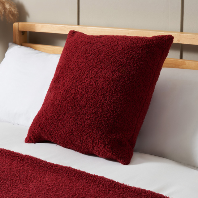Really Soft Teddy Bear Fleece Cushion, Merlot - image 1