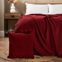Really Soft Teddy Bear Fleece Cushion, Merlot - thumbnail 6
