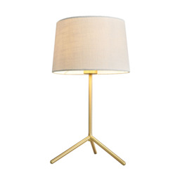 Stassy Tripod Feet Table Lamp with Light Grey Shade, Satin Brass