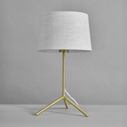 Stassy Tripod Feet Table Lamp with Light Grey Shade, Satin Brass - thumbnail 5