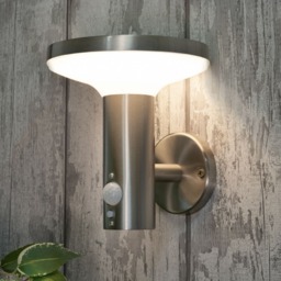 Tarak LED Outdoor Solar Wall Light with PIR Sensor, Stainless Steel - thumbnail 3
