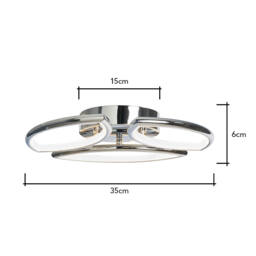 Karly LED Bathroom Flush Ceiling Light, Chrome - thumbnail 9