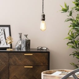 Industrial Style Black Cable Ceiling Pendant, Antique Pewter - thumbnail 3