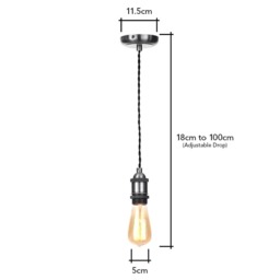 Industrial Style Black Cable Ceiling Pendant, Antique Pewter - thumbnail 9