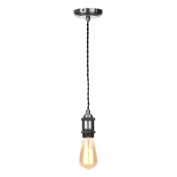 Industrial Style Black Cable Ceiling Pendant, Antique Pewter - thumbnail 8