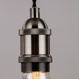 Industrial Style Black Cable Ceiling Pendant, Antique Pewter - thumbnail 7
