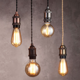 Industrial Style Black Cable Ceiling Pendant, Antique Pewter - thumbnail 4