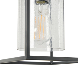 Hardy Cage Ceiling Pendant with Bubble Glass Shade, Matte Black - thumbnail 9
