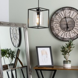 Hardy Cage Ceiling Pendant with Bubble Glass Shade, Matte Black - thumbnail 3