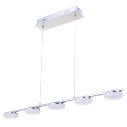 Cyan 5 Light LED Diner Pendant Bar, Chrome - thumbnail 1