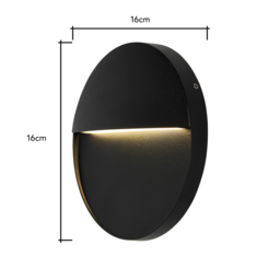 Orvi Outdoor LED 16cm Round Wall Light, Black - thumbnail 7