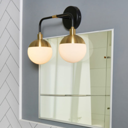 Sadie 2 Light Bathroom Wall Light, Black and Brass - thumbnail 3
