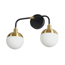 Sadie 2 Light Bathroom Wall Light, Black and Brass - thumbnail 7