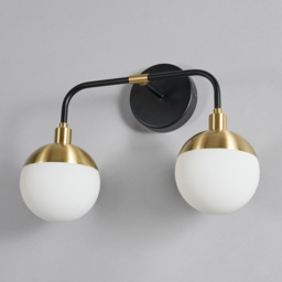 Sadie 2 Light Bathroom Wall Light, Black and Brass - thumbnail 5