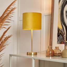 Velvet Table Lamp, Ochre and Brass - thumbnail 3