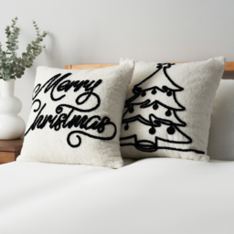 Merry Christmas Tufted Cushion, Natural - thumbnail 5