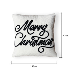 Merry Christmas Tufted Cushion, Natural - thumbnail 6