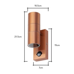 Jared Outdoor Wall Light with PIR Sensor, Copper - thumbnail 7