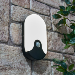 Swona 15 Watt LED Outdoor Oval Bulkhead Light with PIR, Black - thumbnail 3