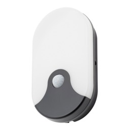 Swona 15 Watt LED Outdoor Oval Bulkhead Light with PIR, Black