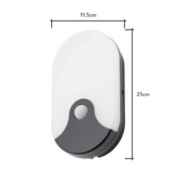 Swona 15 Watt LED Outdoor Oval Bulkhead Light with PIR, Black - thumbnail 7