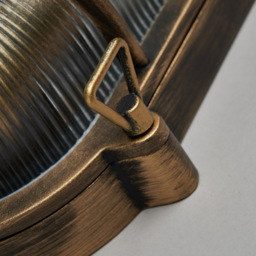 Mika Outdoor Caged Oval Bulkhead Wall Light, Gold - thumbnail 6