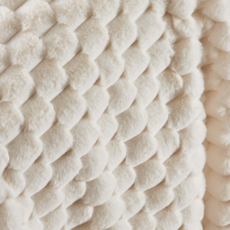 Honeycomb Faux Fur Throw, Cream - thumbnail 4